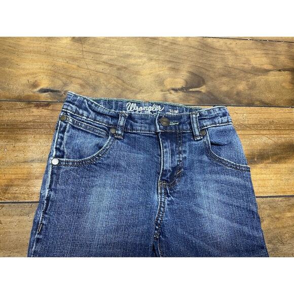 WRANGLER Boys Size 8 Slim Denim Blue Jeans Slim Straight Adjustable Waist Rodeo - Picture 3 of 9